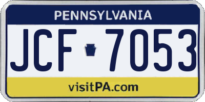 PA license plate JCF7053
