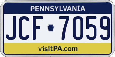 PA license plate JCF7059
