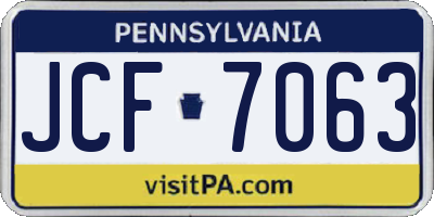 PA license plate JCF7063