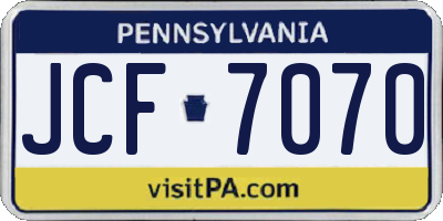 PA license plate JCF7070