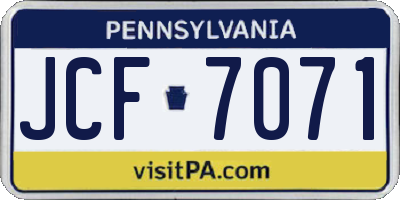 PA license plate JCF7071