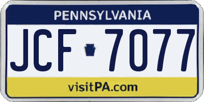 PA license plate JCF7077
