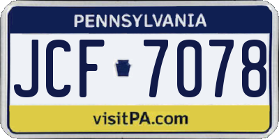 PA license plate JCF7078