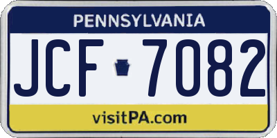 PA license plate JCF7082