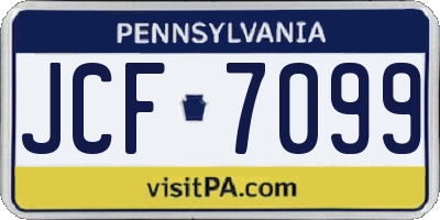 PA license plate JCF7099