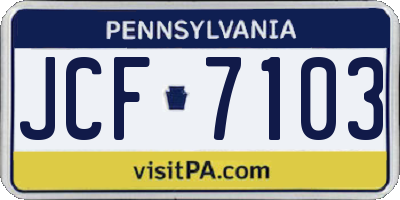 PA license plate JCF7103