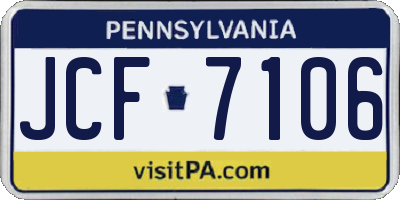 PA license plate JCF7106