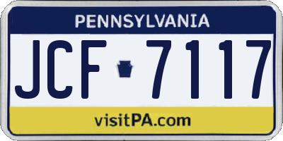 PA license plate JCF7117