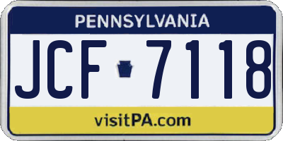 PA license plate JCF7118