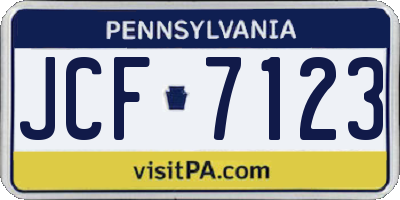 PA license plate JCF7123