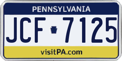 PA license plate JCF7125