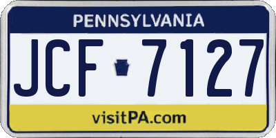 PA license plate JCF7127