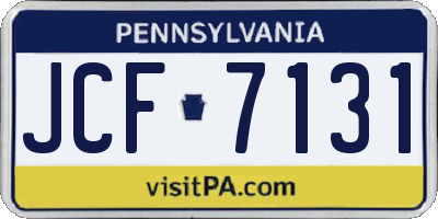 PA license plate JCF7131