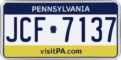 PA license plate JCF7137