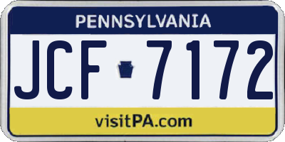 PA license plate JCF7172