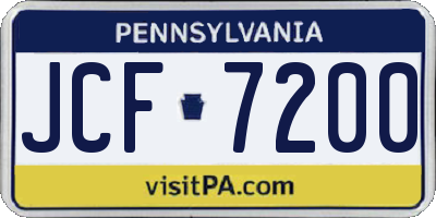 PA license plate JCF7200