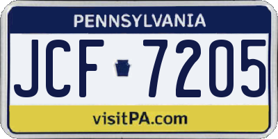 PA license plate JCF7205