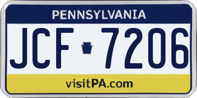 PA license plate JCF7206