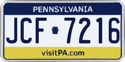 PA license plate JCF7216