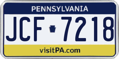 PA license plate JCF7218