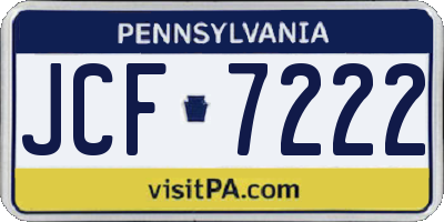 PA license plate JCF7222