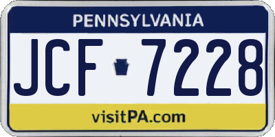PA license plate JCF7228