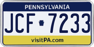 PA license plate JCF7233