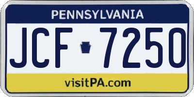 PA license plate JCF7250