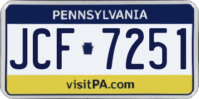 PA license plate JCF7251
