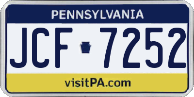 PA license plate JCF7252
