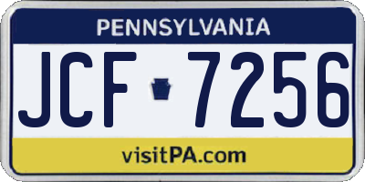 PA license plate JCF7256