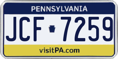 PA license plate JCF7259