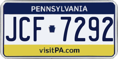 PA license plate JCF7292