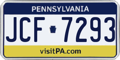 PA license plate JCF7293