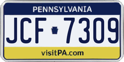 PA license plate JCF7309