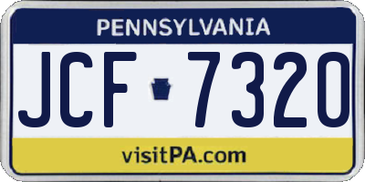 PA license plate JCF7320