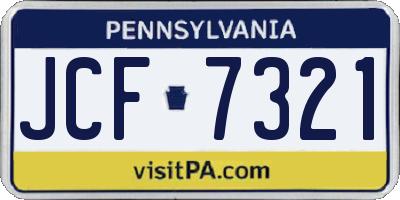 PA license plate JCF7321