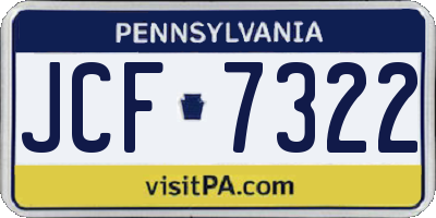 PA license plate JCF7322