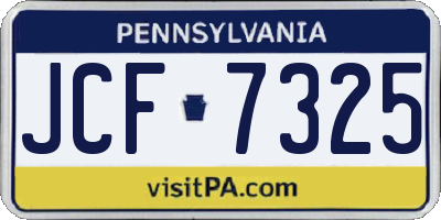PA license plate JCF7325