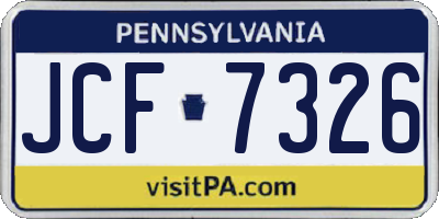 PA license plate JCF7326