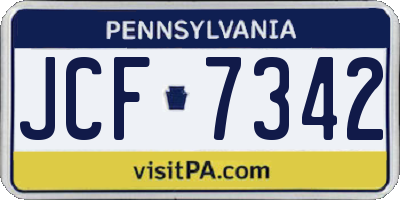 PA license plate JCF7342