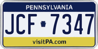 PA license plate JCF7347