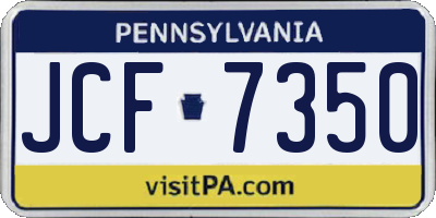 PA license plate JCF7350