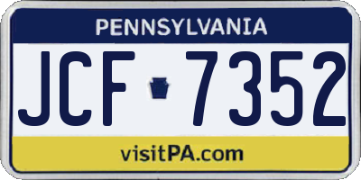 PA license plate JCF7352