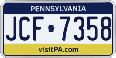 PA license plate JCF7358