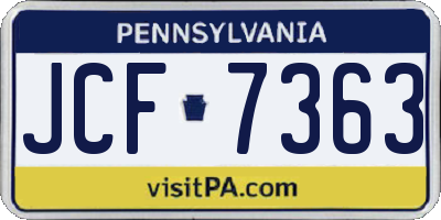 PA license plate JCF7363