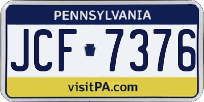 PA license plate JCF7376