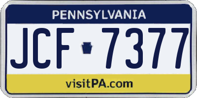 PA license plate JCF7377