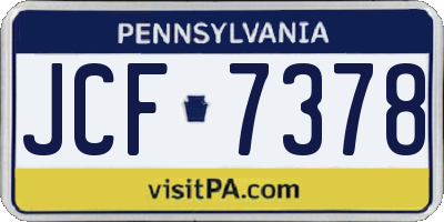 PA license plate JCF7378