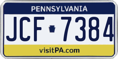 PA license plate JCF7384